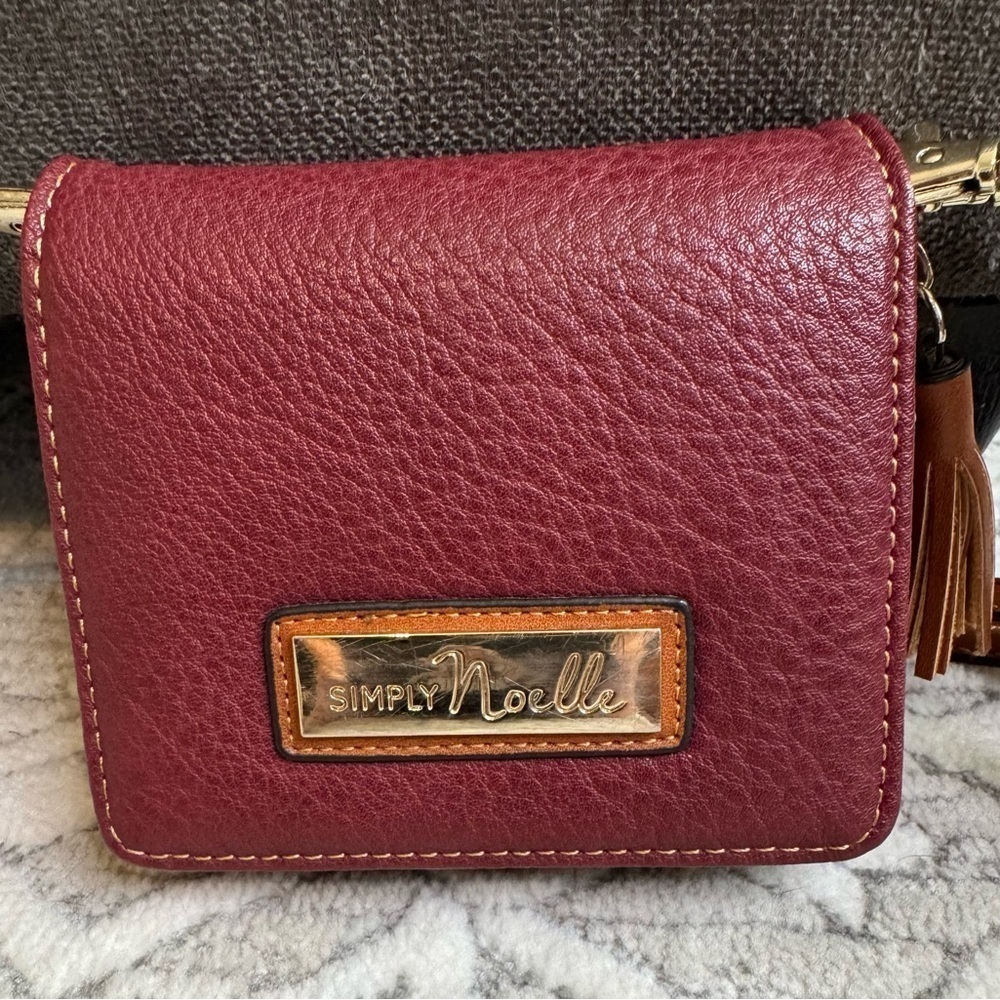 Simply Noelle Burgundy Faux Leather crossbody wallet or wristlet